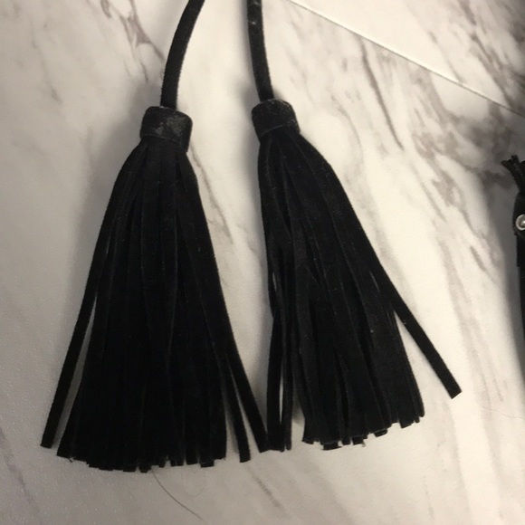 Forever21 Black Tie Up Fringe Heels - Picture 5 of 6